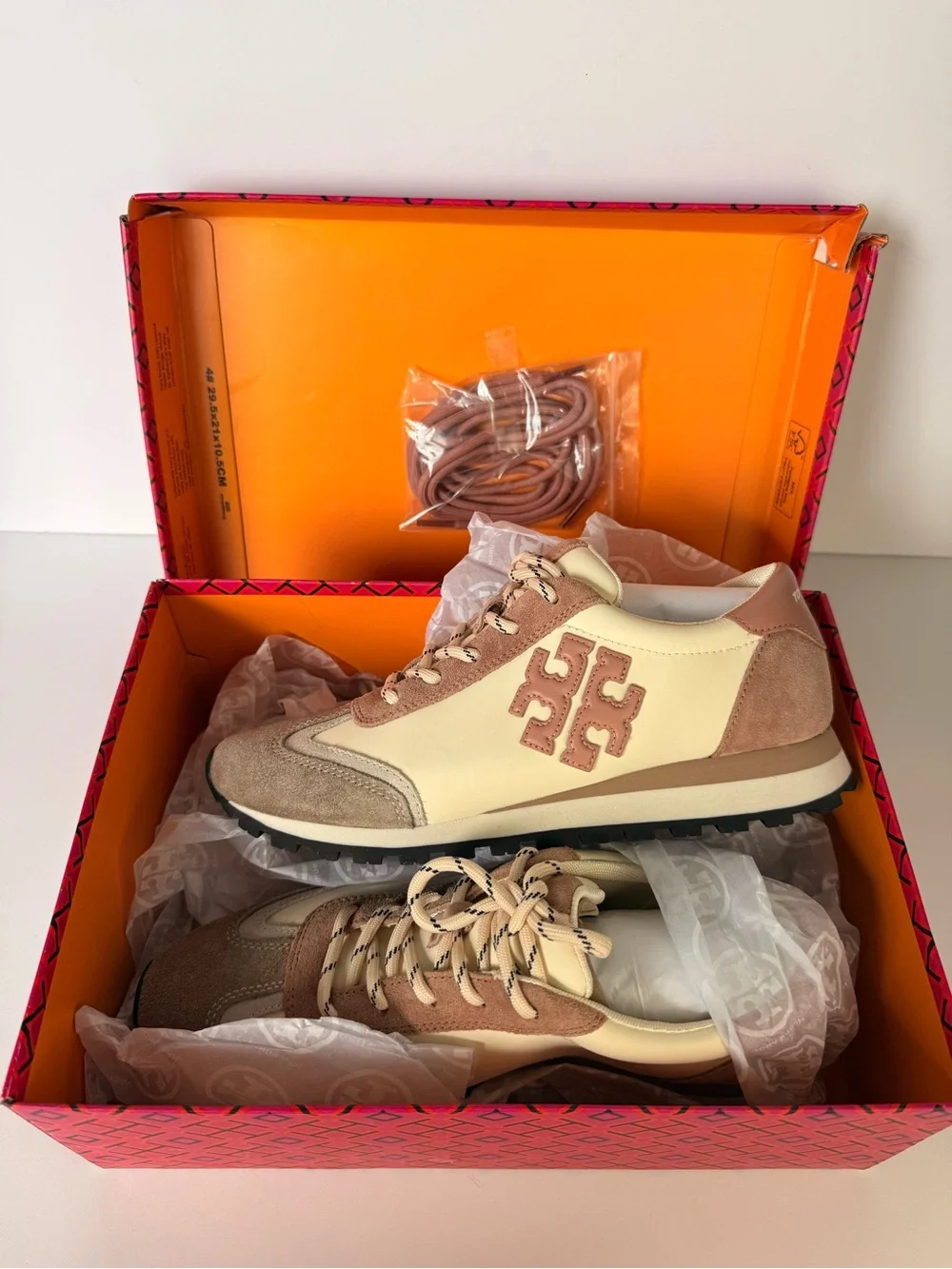 Tory Burch Vintage Nylon Sneakers Gressane Heroes Soft Malva Orzo Pink Moon SZ 7